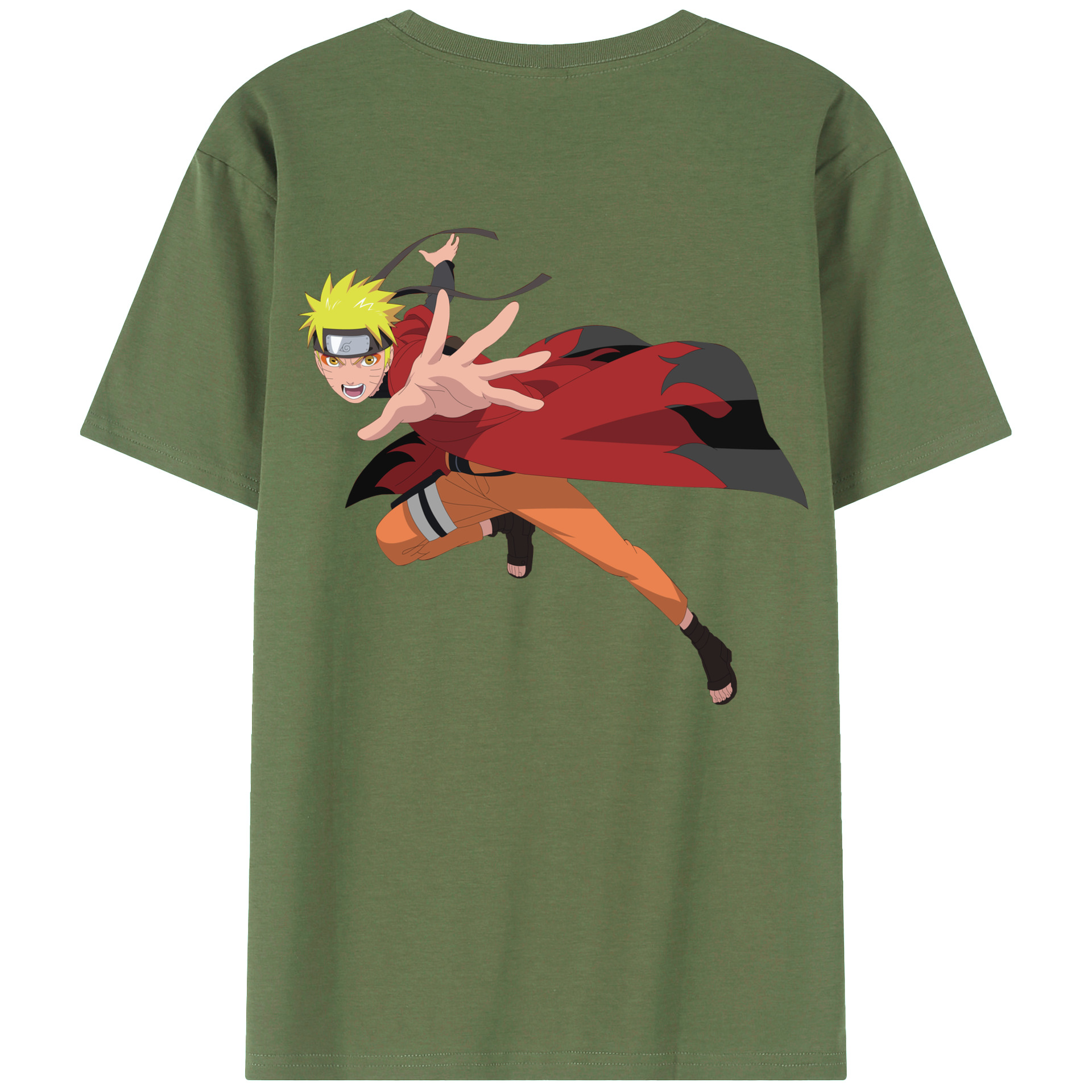（画像用） NARUTO -ナルト- うずまき ナルト Uzumaki Naruto 綿100％ メンズ半袖Tシャツ（バックプリント） 通気性